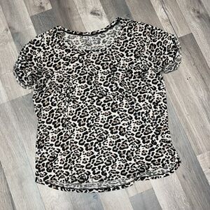 a.n.a Leopard Print Short Sleeve Top